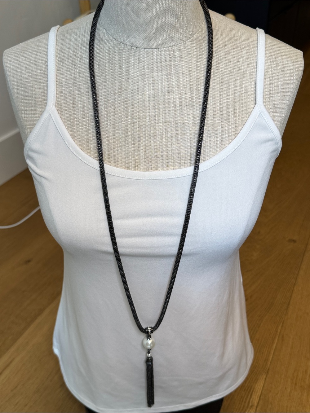 WHBM Black Tassel Long Necklace